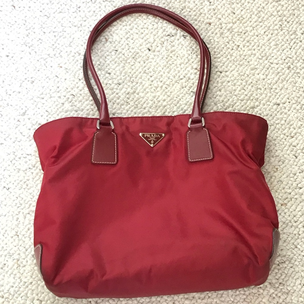 Prada rare vintage small tote in red nylon